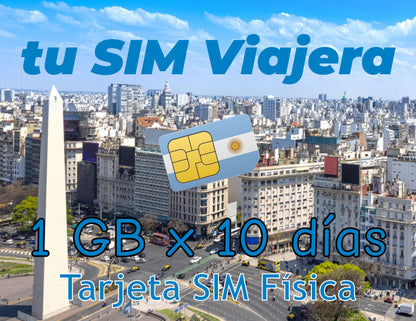 ARGENTINA - Cartão SIM Físico com 1 GB de Dados