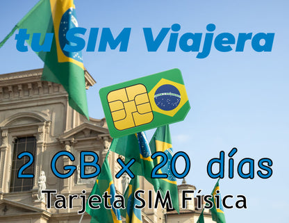BRÉSIL - Carte SIM physique avec 2 Go de données