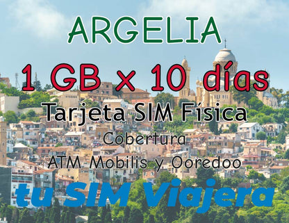 ARGÉLIA - Cartão SIM Físico com 1 GB de Dados