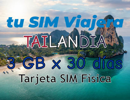 THAÏLANDE - Carte SIM physique avec 3 Go de données